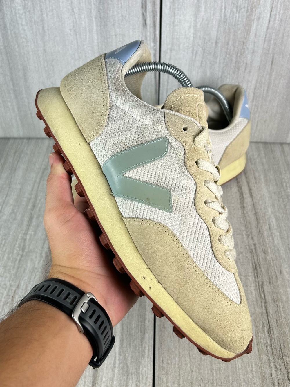 Veja Rio Branco Alveomesh Cream Teal Casual Sneaker Shoes Mens Size 9.5